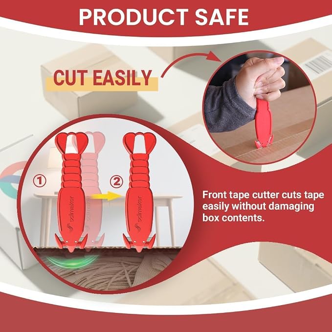 36Pcs Safety Box Cutter Knife of Recessed Concealed Stainless Steel Blade, Lobster Package Opener Plastic Cutter for Box, Carton, Shrink Wrap, Plastic Straps.