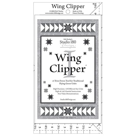 Studio 180 Design | Deb Tucker’s | Wing Clipper™ Quilting Tool – Trim Down for Perfect Flying Geese Units Every Time | 10 Sizes, Oversize & Trim Method, Acrylic Ruler