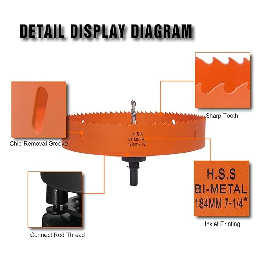 7.5 Inch Hole Saw with Arbor for Metal Wood Plastic, 7-1/2 in Bi-Metal Hole Cutter for Different Project with Smooth and Flat Drilling Edge, Fast Chip Removal,Lighter and Portable