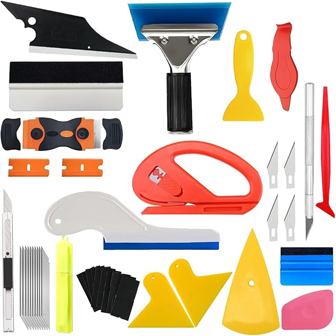 Mandark 43PCS Car Window Tint Tool Kit, Vehicle Window Tint Tool Including Various Squeegee & Knife for Vinyl, Auto Glass Protective Film Installation Wrapping Set, Universal for Vehicles