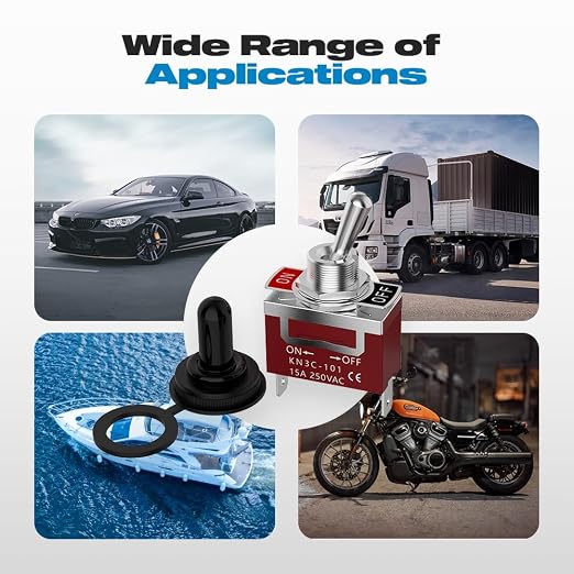 Waterproof Toggle Switch, Malictele SPST 2Pin ON/Off Marine 12V DC 30A/125VAC 20A Heavy Duty Toggle Switch with Waterproof Cap Terminals for Vehicles and Boats-2 Pack