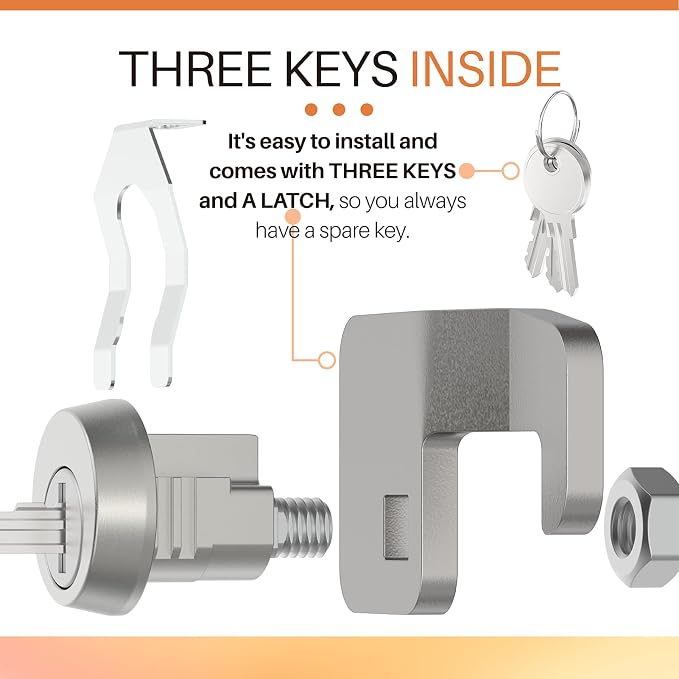 1570 Mailbox Lock for Florence F Series & 4C CBU Units, 3 Keys and a Latch | High-Security Cam Lock, Replaces L-1172C C9100, Includes 3 Keys and Mounting Latch - 10 Pack