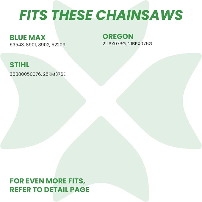 BYANE 20-Inch Carbide Chainsaw Chain .325" Pitch .058" Gauge 76 Drive Links | Fits Blue Max 53543, 52209, 8901, 8902 and Oregon 21LPX076G
