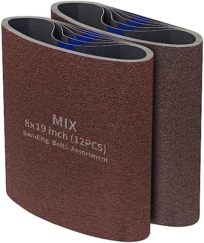 12 Packs 8 x 19 inch Cloth Floor Sanding Belts Ideal for Sanding Commercial and Residential Flooring - 2 Each of 40/60/80/100/120/150 Grits