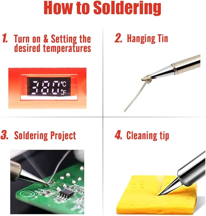 Electronic Soldering Iron Kit, 120W Digital Soldering Gun Tools, Portable Easy-play Solder Kit with 5pcs Extra Tips, 50g Solder Wire, Heavy Duty Holder, Cleaning Sponge, Solder Paste