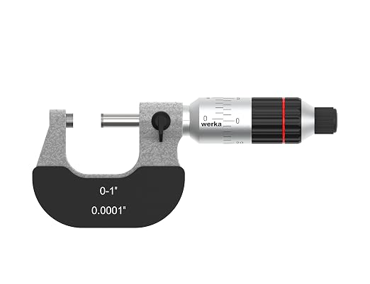 Professional Outside Micrometer, Precision Measurement Tool, 0-1 Inch Range with 0.0001 Inch Accuracy, Silver and Black