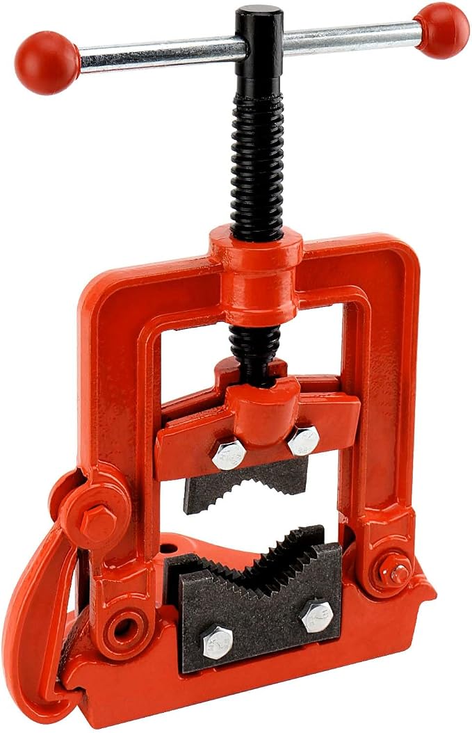 2 Pack 0.4 to 2.4 Inches Heavy Duty Pipe Vise, Forged Bench Yoke Pipe Vice Threader Pipe Plumbing Vise for Cutting, Fixing Pipes from 10 to 60mm, Orange