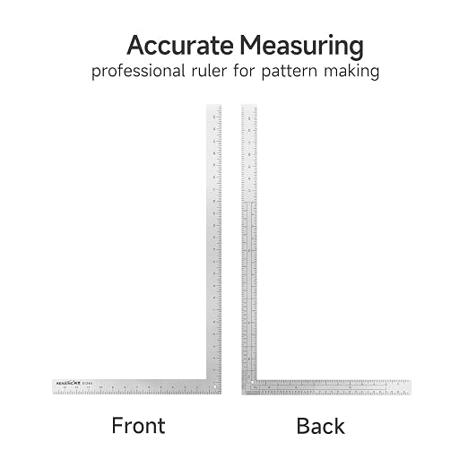 Kearing 24" x 14" L-Square Ruler with Multi-Scale French Curve, Professional Fashion Designer's Sewing Ruler for Pattern Making, Quilting, Design