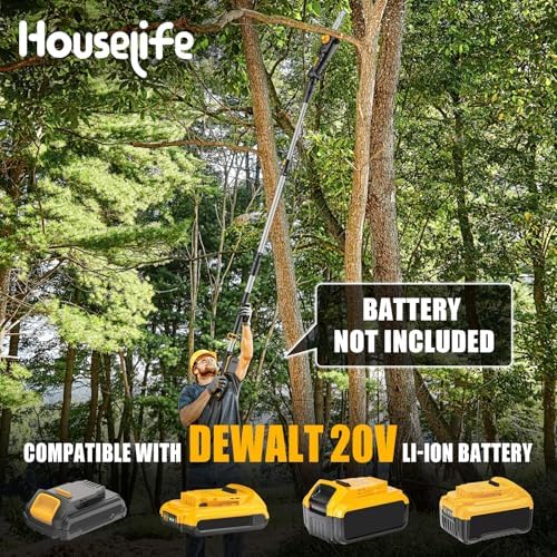 8-Inch Cordless Pole Saw Compatible with Dewalt 20V Max Battery