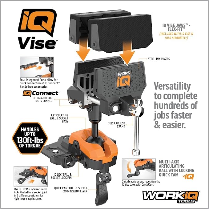 IQ Vise 360° Articulating Bench Vice, Multi-Angle Ball & Socket Lock