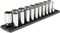 TEKTON 1/2 Inch Drive 6-Point Socket Set, 19-Piece | SHD92123 | (3/8 - 1-1/2 in.), Deep, Socket Rail