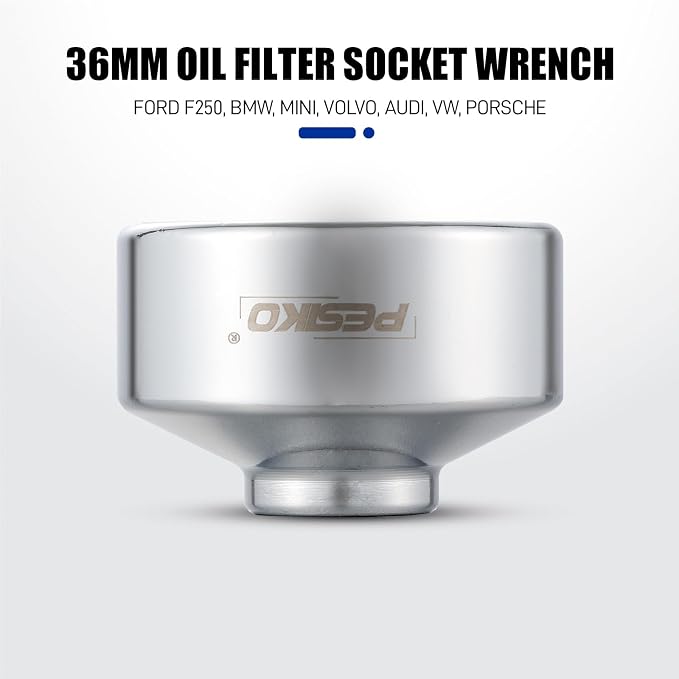 36mm Oil Filter Socket Wrench, Oil Filter Removal Tool for Ford F250, BMW, Mini, Volvo, Audi, VW, Porsche Vehicles Oil Change Kit