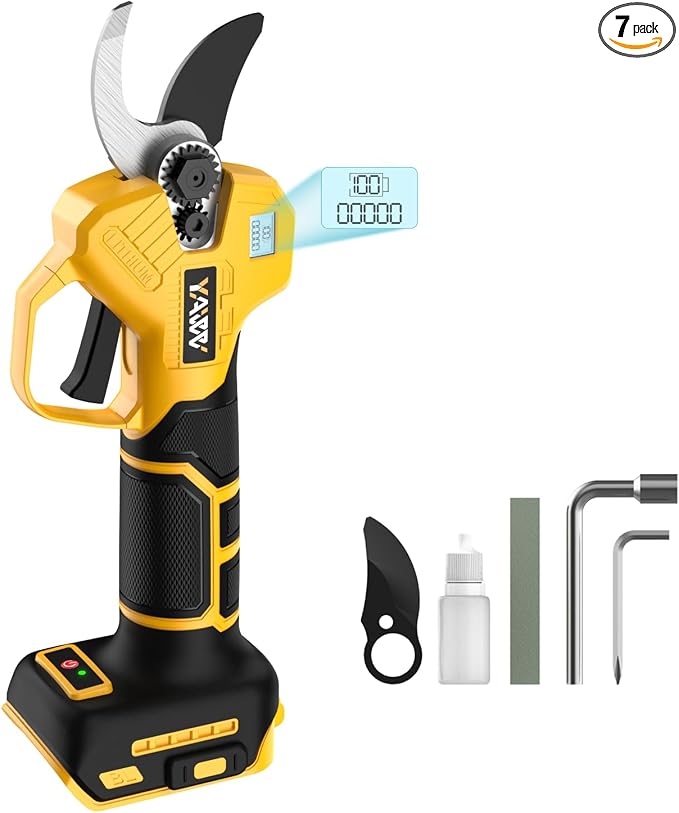 Brushless Electric Pruning Shears for DeWalt 20V Battery, Portable Cordless Pruning Shears with LCD Display＆SK5 Blades, Adjustable Cutting Diameter 0.8-1.2 Inch for Gardening Tree Pruning(NO Battery)