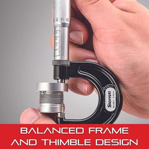 Starrett Outside Micrometer with One-Piece Spindle, Satin Chrome Finish and Advanced Sleeve Design - Quick and Easy Adjustment, 3-4"Range, .0001" Graduations - T436.1XFL-4