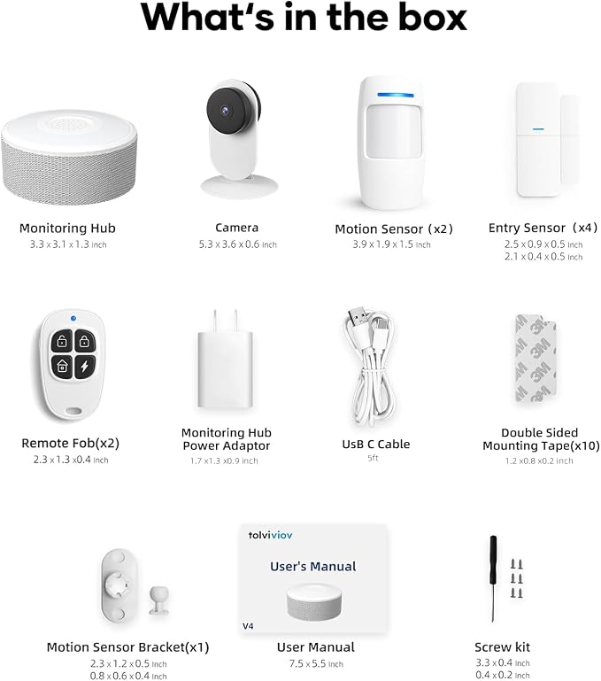 tolviviov Alarm System for Home Security, DIY Door Alarm Security Systems, App Alerts, 15Piece Kit, No Monthly fee, WiFi Door Window Motion Sensor, for Home Security and Kids Safety (10 Pack)