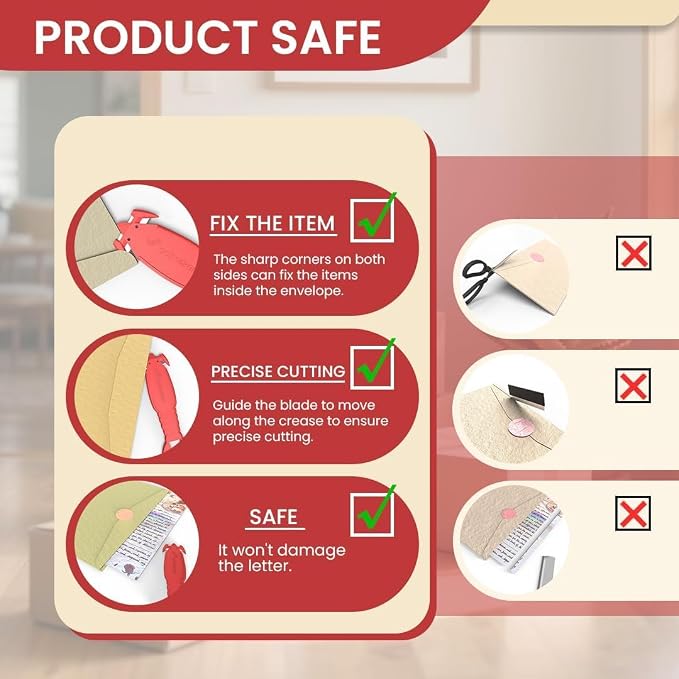 Safety Box Cutter of Recessed Concealed Stainless Steel Blade,Box Opener for Efficient Package Opening, Utility Knife for Tape Splitter, Cartons, Cardboard, Wrap, Straps, Film.6pcs