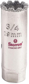 Starrett Diamond Grit Hole Saw, 3/4" Dia, 1-1/2" Cutting Depth | Ideal For Drilling Small Diameter Holes, 1/2-20 Thread Size, XA1 Arbor Type, Silver Finish, KD0034-N