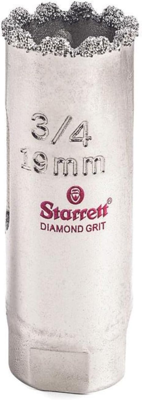 Starrett Diamond Grit Hole Saw, 3/4" Dia, 1-1/2" Cutting Depth | Ideal For Drilling Small Diameter Holes, 1/2-20 Thread Size, XA1 Arbor Type, Silver Finish, KD0034-N
