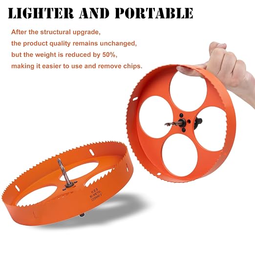 9 Inch Hole Saw with Arbor for Metal Wood Plastic, 9 in Bi-Metal Hole Cutter for Different Project with Smooth and Flat Drilling Edge, Fast Chip Removal, Lighter and Portable