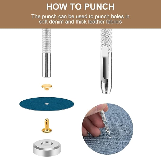 480 Sets Rivets for Leather, 4 Colors 3 Sizes Leather Rivets Kit, Double Cap Rivet with 4 Setting Tools, Suitable for Bags, Decoration