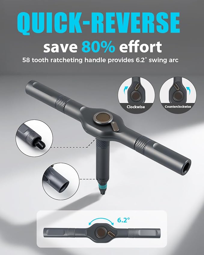 VMAN Ratchet Screwdriver Set, magnetic Screwdriver sets, S2 Steel Bits, DIY Combination Flexible Shaft, Suitable for Furniture Assembly, Precision Electrical Appliance Repair, Bicycle Tools