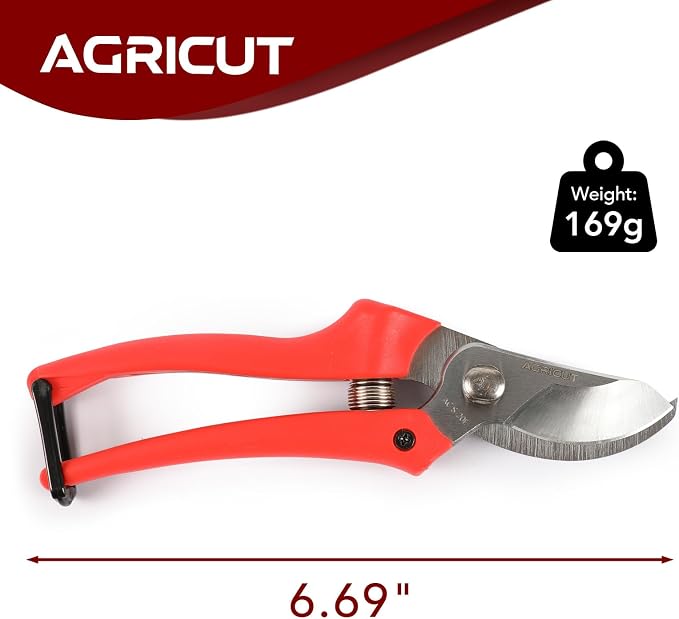 AGRICUT 7" Pruning Shears Heavy Duty Professional, Made of Japanese SK5 Steel Blades, 4/5 Cut Capacity, Bypass Hand Pruners Garden Clippers for Tree Flower Branch Trimming, S20E