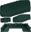 14 Piece Outdoor Patio Cushion Covers Replacement, Waterproof Outdoor Furniture Cushion Covers, Fit 7 Pcs 6 Seater Wicker Rattan Patio Conversation Sofa Set,Dark Green,25.6x25.6