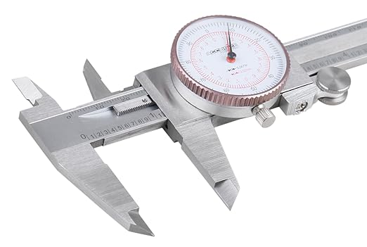 Accusize Industrial Tools 8''/200 mm by 0.001''/0.02 mm Dual Needle Precision Dial Caliper Stainless Steel in Fitted Case, Imperial/Metric, P920-S238
