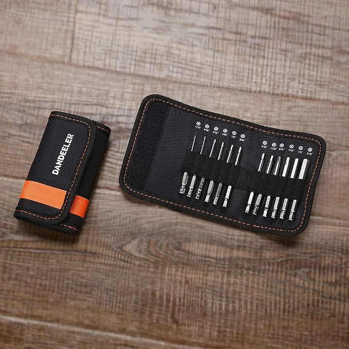 Dandeeler 12 Piece Allen Wrench Drill Bits Security Hex Bit Set SAE, S2 Steel 3 Long, with Tool Bag 12pc Security Hex SAE 3inch