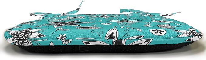 Lunarable Flower Chair Seating Cushion, Abstract Monochrome Floral with Botanical Items, Anti-Slip Seat Padding for Kitchen & Patio, 16"x16", Seafoam Grey