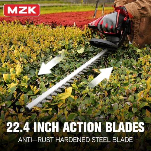 MZK 20V Cordless Hedge Trimmer, Bush & Shrub Cutter, 22-Inch Blade