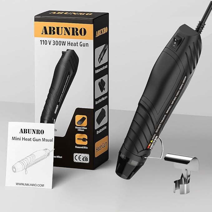Heat Gun, Uptdae Version 110V 300W Mini Handheld Hot Air Gun with 6.6ft Cable, Portable Heat Gun For Crafting, Embossing, Shrink Wrapping PVC, Drying Paint, Clay, Rubber Stamp