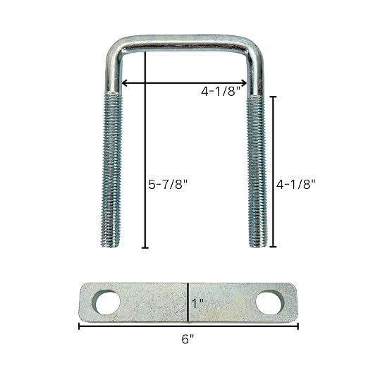 4 Pack Square U-Bolt for Trailer- Fits 4 Inch Wide Leaf Springs, Galvanized Steel Clamp Set, Secure Fit for Truck, Boat and Trailers