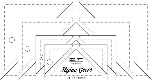 Bloc Loc Flying Geese Quilting Ruler Set #1 Contains 1-1/2” x 3”, 2” x 4”, 3” x 6”, 4” x 8” Finished Size for Quilters