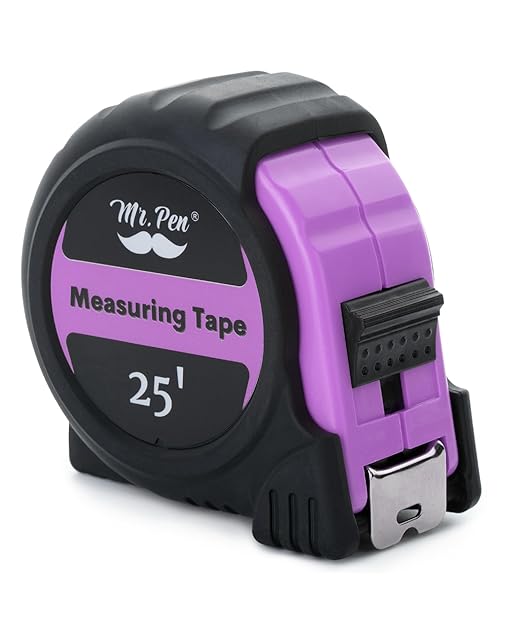 Mr. Pen- Retractable Tape Measure 25 ft, Pastel Purple, Easy Read, Steel Retractable Measuring Tape with Fractions, Ideal for Construction & DIY Projects