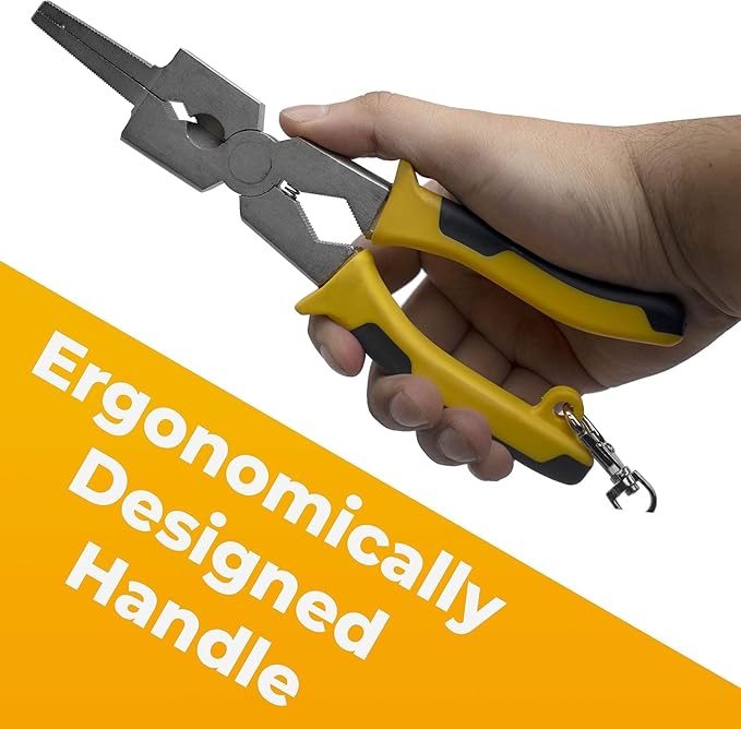 Strong Hand Tools PM12 Deluxe MIG Welding Plier, 8", Rounded & Flat Face Hammer, Fine & Coarse File, Side Pull V-Notch, Retention Chain, Ergonomic Grip