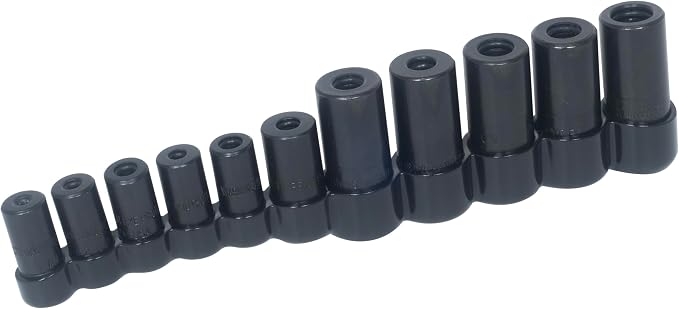 Lisle 70700 Tap Socket Set, 11 Pieces | Set of 11 sockets fit all number and fractional taps through 1/2" and 1/8" NPT taps manufactured to M.C.T.I. standards