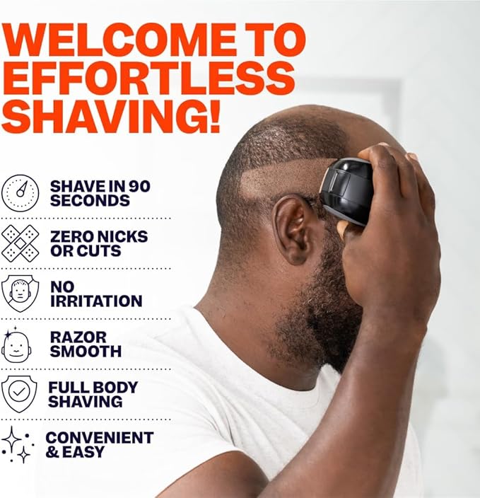 Freebird Electric Head & Body Hair Shaver - Mens Cordless Waterproof Razor with Rotary Blades (FlexSeries, Shaver Kit + Travel Case)