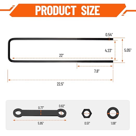 22 Inch Square Bend U-Bolt Kit for Truck Chassis