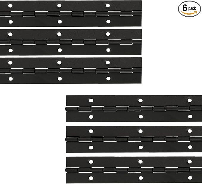 6Pcs 6 Inch Continuous & Piano Hinges, Black Stainless Steel 304 Continuous Folding Hinges for Doors, Cabinets, Window