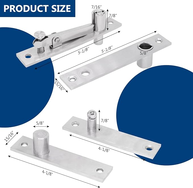 Heavy Duty Pivot Hinge Set with Magnetic Door Catch for Wood Door, HBL' Hidden Door Hinge for Secret Door, Swing Door, with 360 Degree Rotation, Invisible Pivot Door Hardware for Bookshelf.