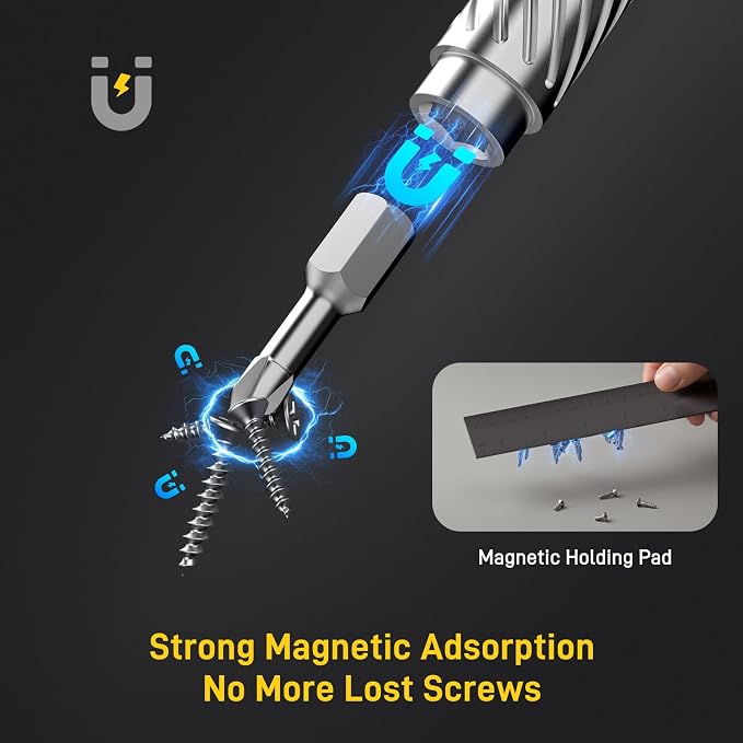 62 in 1 Magnetic Screwdriver Set, T Handle Ratchet Screwdriver Set with Case, Multi Bit & 10 Hex Sockets, Repair Tool Kit for Furniture, Bicycle, Electronics, Wactch, DIY & Gift for Men