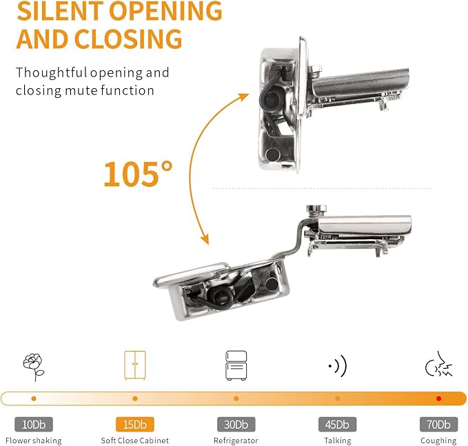 Chibery 30 Pack 1-1/4" 4D Overlay Soft Close Concealed Hinges for Face Frame Door, Control Closing Speed, Smooth Slow Self Closing Hinges, Satin Nickel, 105° Open Angle Stainless Steel Cabinet Hinge