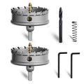 Metal Hole Saw 4-1/2''(115mm) 2Pcs Set Heavy Duty Tungsten Carbide Tipped Hole Cutters Set with a nitrided Step Drill and L-flench, for Steel Iron,Aluminum,Stainless stell