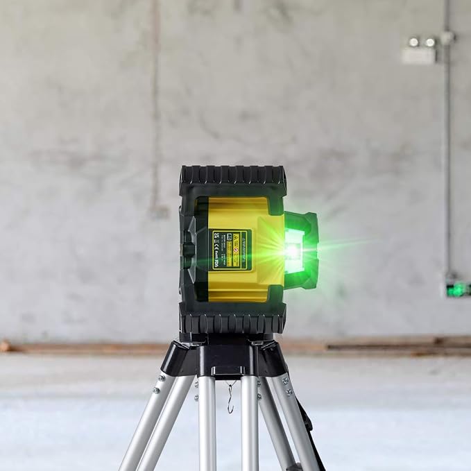 Firecore Green Self-Leveling Rotary Laser Level Kit, Horizontal/Vertical with Plumb Spot, 1969-Foot Range, IP55 Rated, Includes Tripod, Grade Rod, Receiver, 2 Batteries, Carrying Case, and Accessories