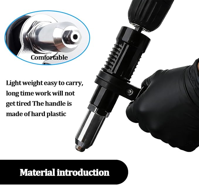 Car Pop Rivet Gun Adapter Kit, Cordless Vehicle Electric Riveter Drill Attachment with 4 Rivet Head, Automotive Power Drill Adapter Tool Kit, Universal for Most Vehicles