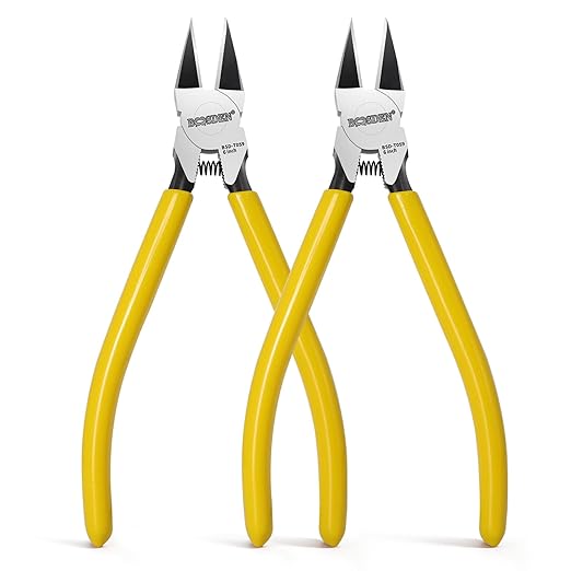 BOOSDEN Wire Cutters 2 Pack, 6 Inch Flush Cut Pliers | Spring Loaded Side Cutting Dikes for Jewelry Making, Artificial Flowers, Floral Wire, Crafting and Electrical Repairs