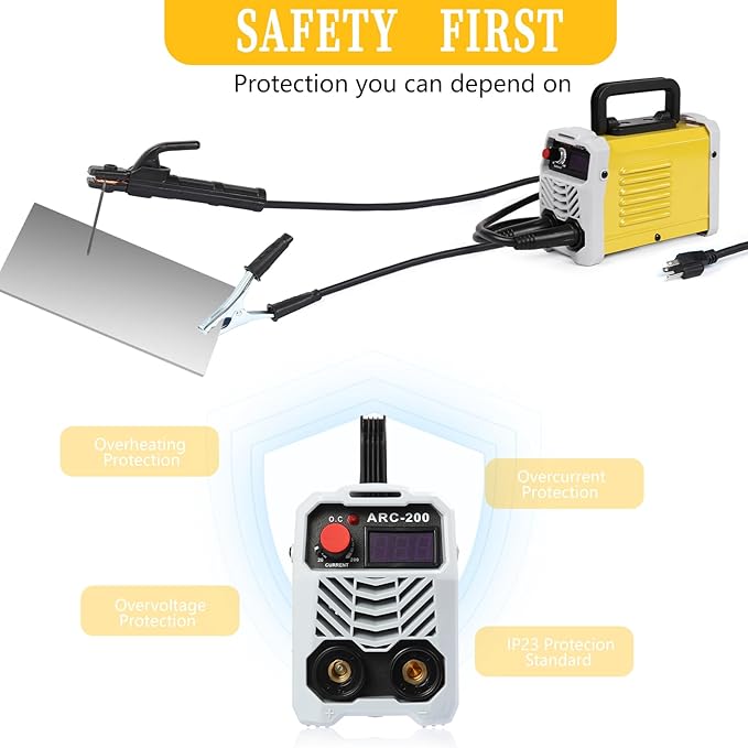 Mini Welder Machine 110V ARC200 Stick Welder Electric Welding Machine, Welding Electrode Holder Slag Hammer Home DIY 110V