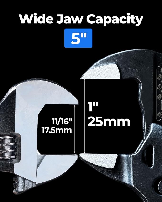 toolant 5-Inch Pocket Adjustable Plier Wrench, Zinc Phosphate CR-V Steel with Smooth Parallel Jaws and Pouch – Compact Portable Wrench for Plumbing, Nuts, Auto & Home Repairs
