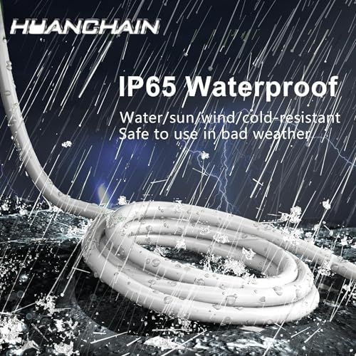 HUANCHAIN Indoor Outdoor White Extension Cord 20 FT Waterproof 16/3 Gauge